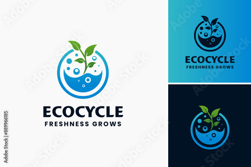 EcoCycle Freshness Grows Logo: Represents sustainability and growth, ideal for eco-friendly businesses promoting freshness and environmental consciousness. photo