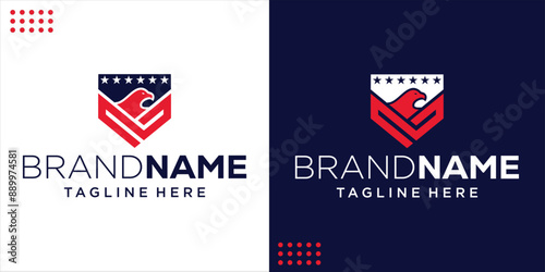 Creative V Logo With Military Eagle, Design Inspiration, Illustration, Vector
