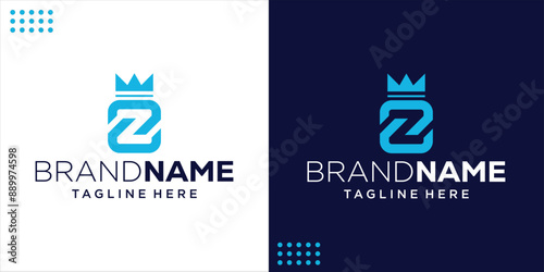 Creative Z Logo With Crown on Top, Design Inspiration, Illustration, Vector