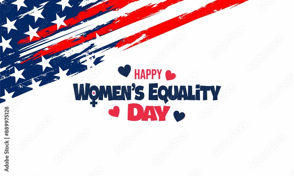  Women's Equality Day in United States. Female holiday, celebrated annually in August 26. Women right history month.  Poster, greeting card, banner and background. Vector illustration