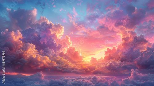 Ethereal Sky: Cloud Iridescence Near Sunset with Shifting Pastel Colors