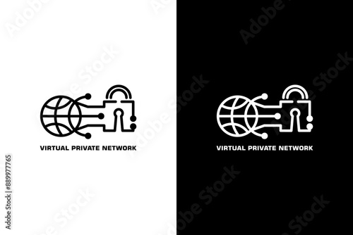 VPN logo features a globe and padlock, symbolizing internet security.  Ideal for any VPN service or product.