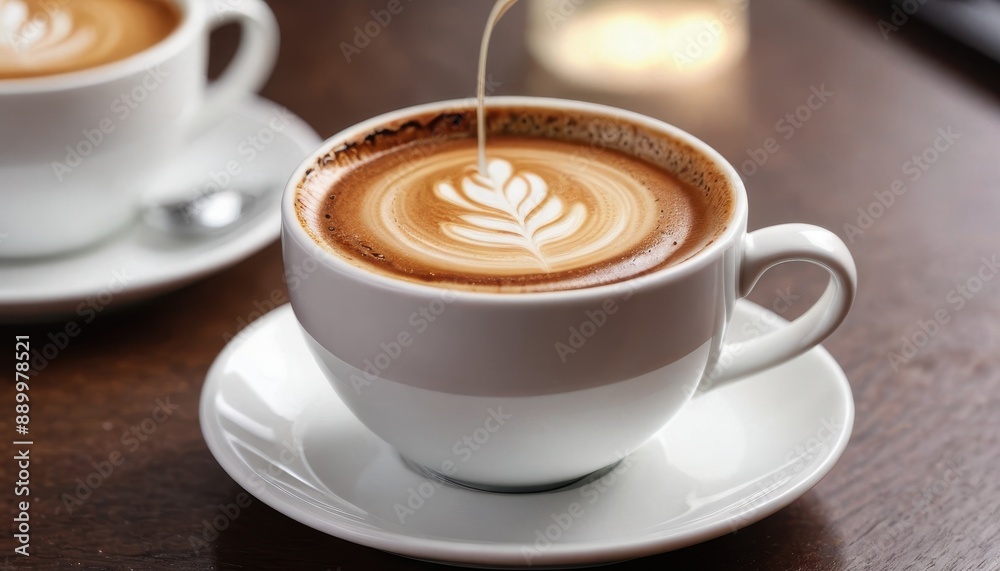 Latte Art in a White Cup. Latte Art in a White Cup.