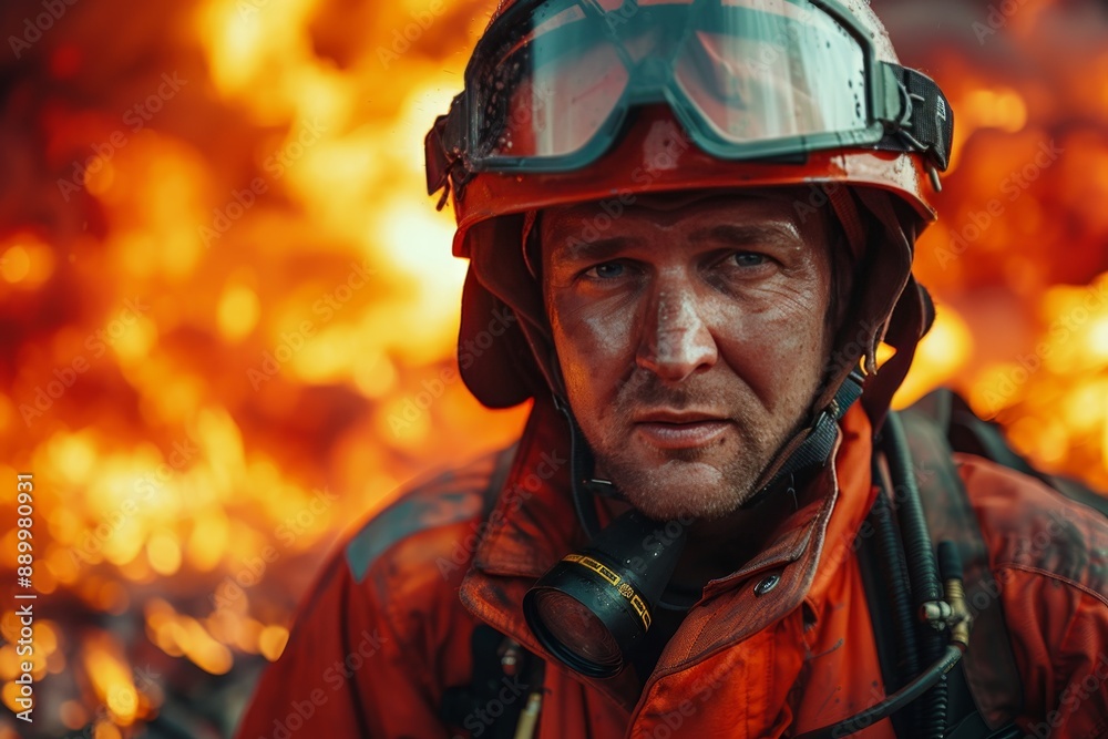 Efficient firefighter in oil and gas sector safety gear for protection and emergency response team Efficient firefighter in oil and gas sector safety gear for protection and emergency response team