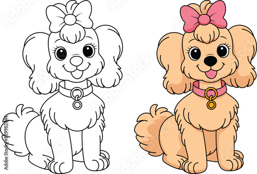 Cute Dog Outline Coloring Page