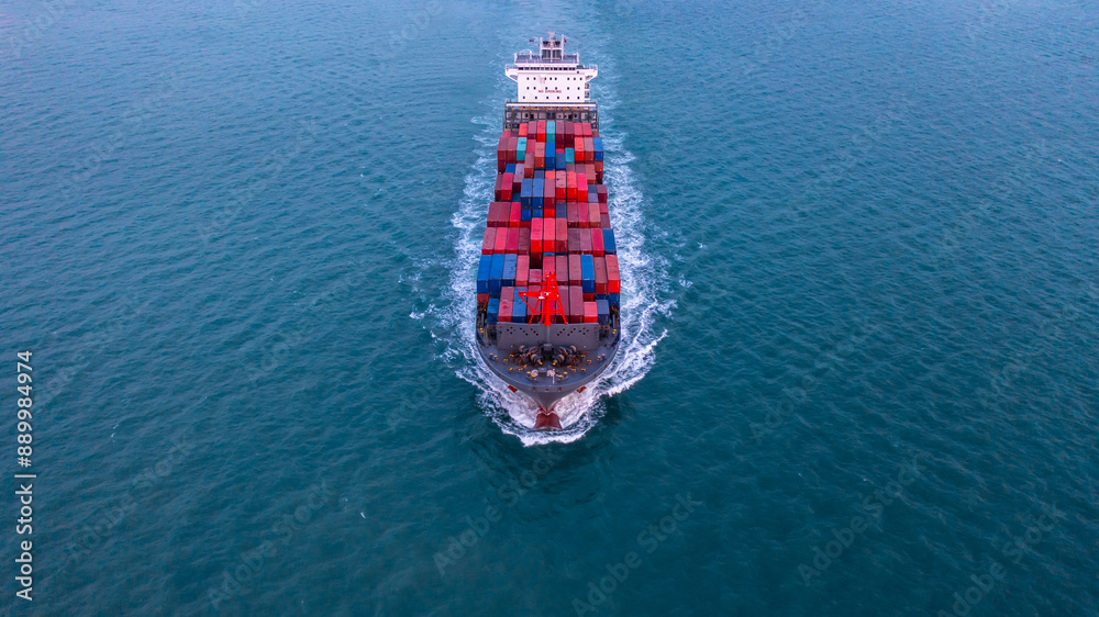 Aerial view container cargo ship sea freight shipping, Global business industry import export logistic transportation international by container cargo ship, Container cargo ship commercial freight. Aerial view container cargo ship sea freight shipping, Global business industry import export logistic transportation international by container cargo ship, Container cargo ship commercial freight.