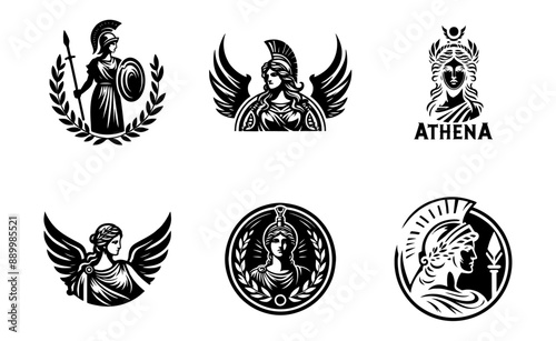 Athena logo icon design illustration