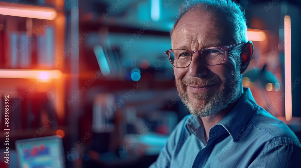 Fototapeta premium Portrait of a Senior Scientist Smiling in a Laboratory