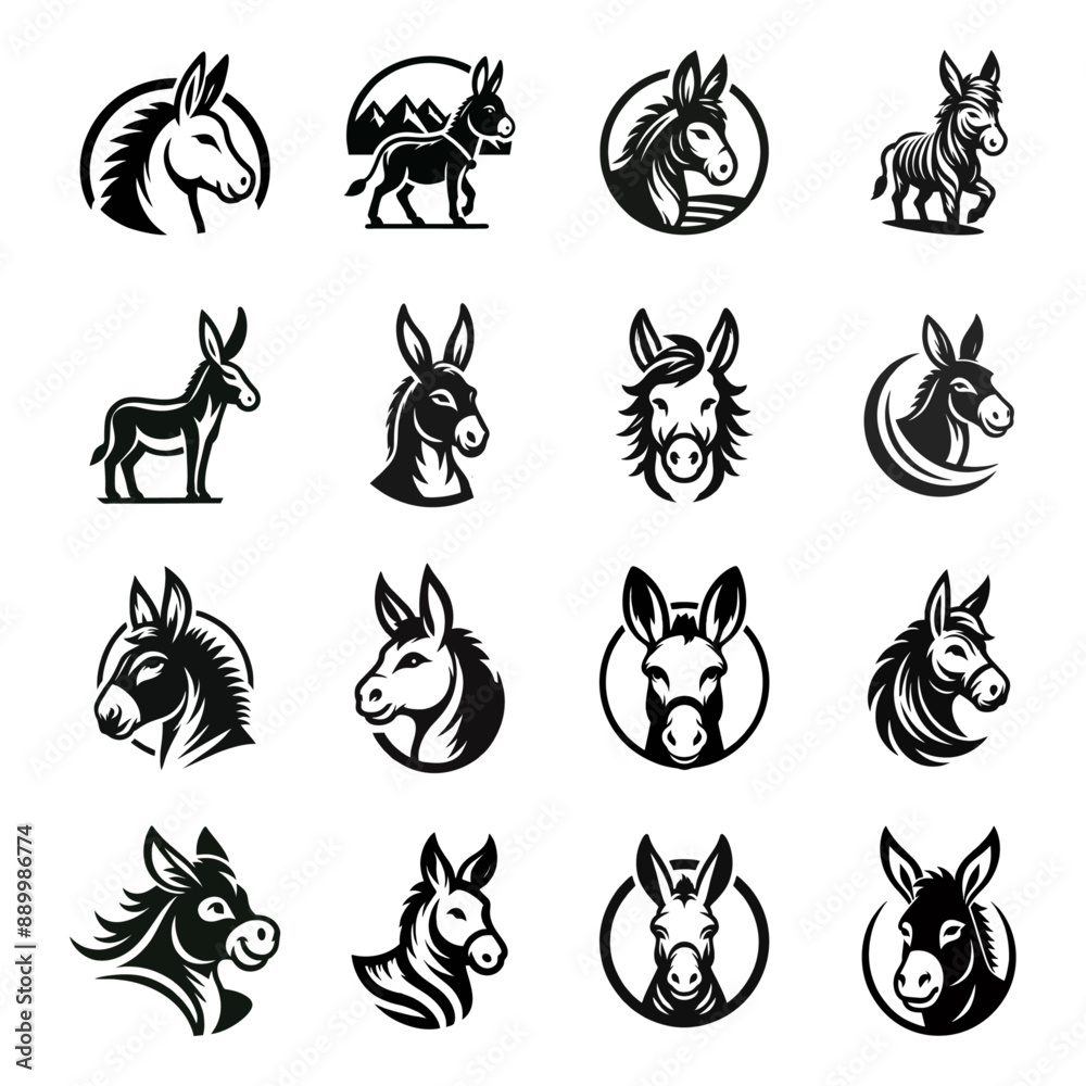 donkey logo icon design illustration