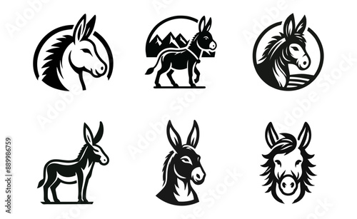 donkey logo icon design illustration