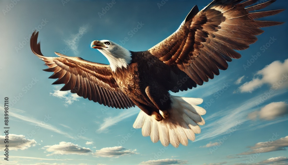 Obraz premium Majestic Bald Eagle Soaring Through the Clouds