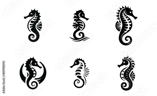 seahorse logo icon design illustration