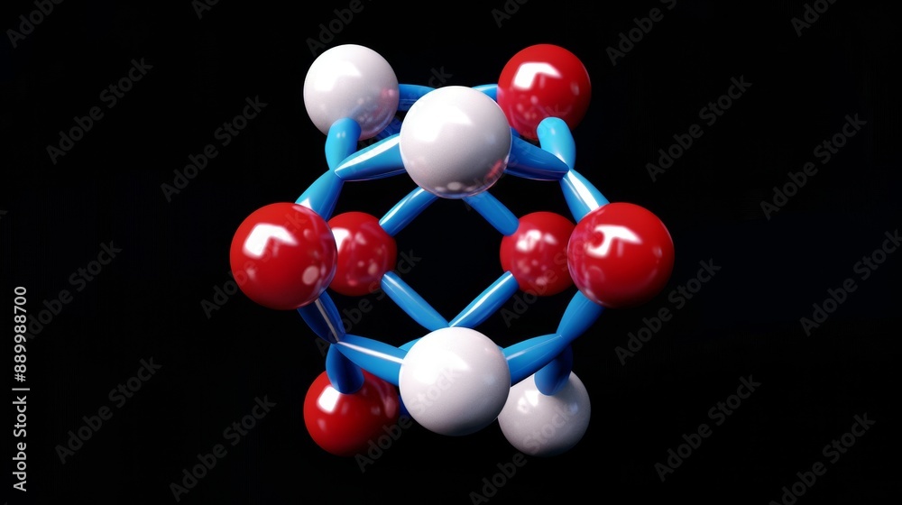 A highly detailed atomic nucleus with protons and neutrons tightly packed in the center, protons represented in red, neutrons in blue, showing strong nuclear forces binding them A highly detailed atomic nucleus with protons and neutrons tightly packed in the center, protons represented in red, neutrons in blue, showing strong nuclear forces binding them