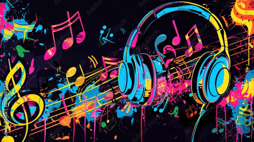 Music, Headphones, Vibrant Music, Headphones, Vibrant