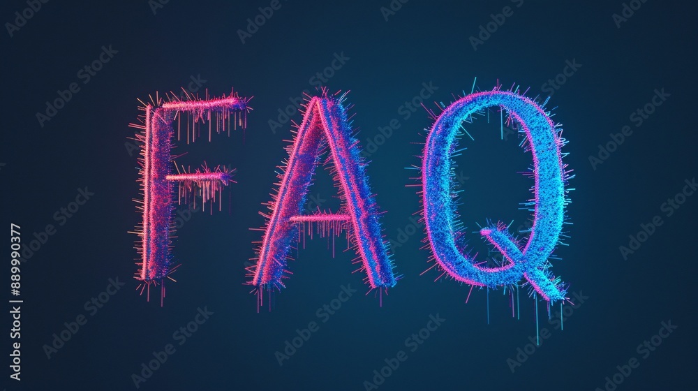 Fototapeta premium FAQ Text in 3D with Neon Lights