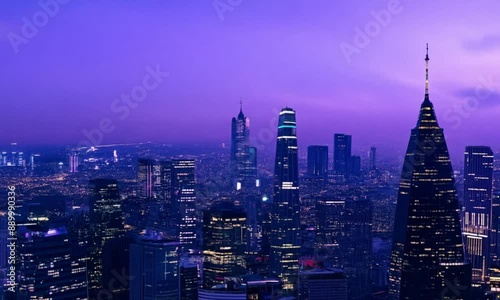 Aerial view of Tokyo city center timelapse from night to day minato neighborhood District, High View Angle time lapse of modern urban city photo