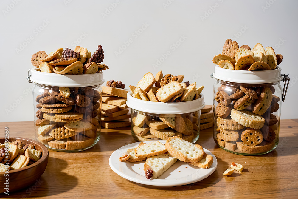 Elevate your next event with this high-resolution image of an elegantly arranged table filled with a variety of gourmet snacks. 