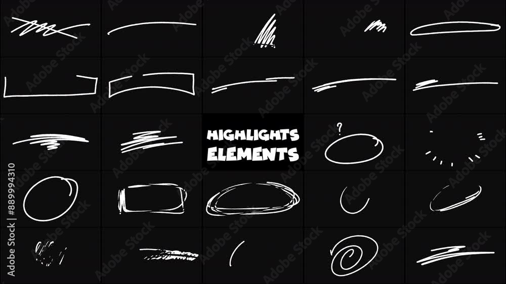 Highlights Elements Motion Graphics Pack is a useful package featuring a collection of doodle-style animations designed to draw attention to important points and highlight key aspects in your videos. 