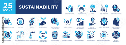 Sustainability, eco, green, ecology, environment, sustainable icon set. icons collection. Simple vector illustration