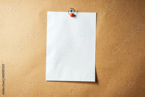 Blank sheet of paper on a bulletin board photo