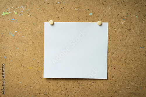 Blank sheet of paper on a bulletin board photo