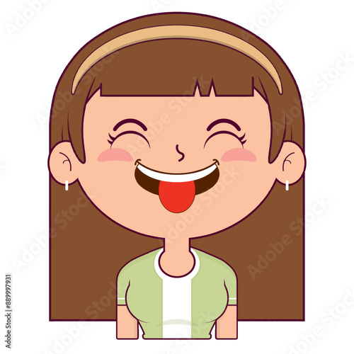 girl playful face cartoon cute