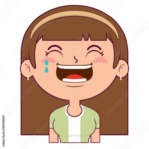 girl laughing face cartoon cute