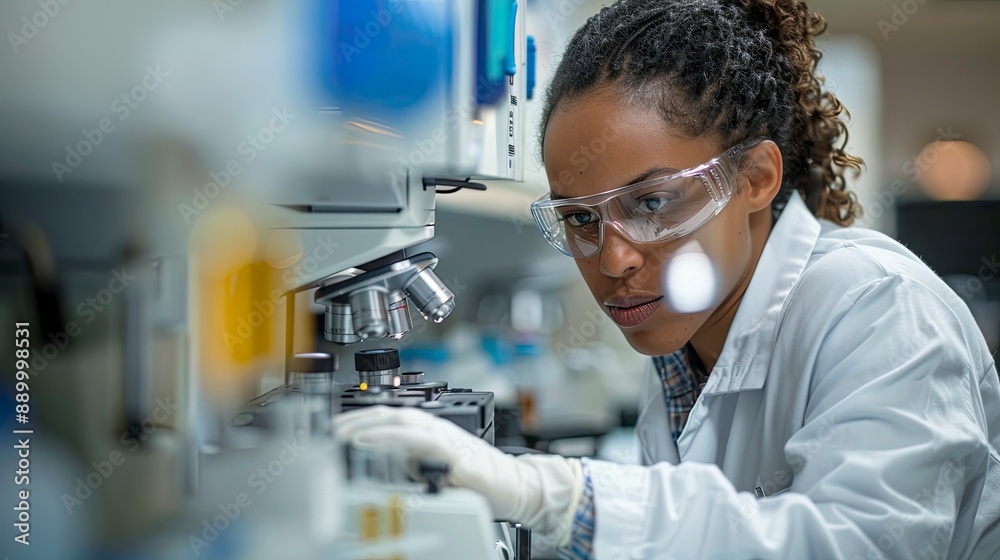 A lab technician using a spectrophotometer to measure the absorbance of samples, focusing on the precision of the technique. A lab technician using a spectrophotometer to measure the absorbance of samples, focusing on the precision of the technique.