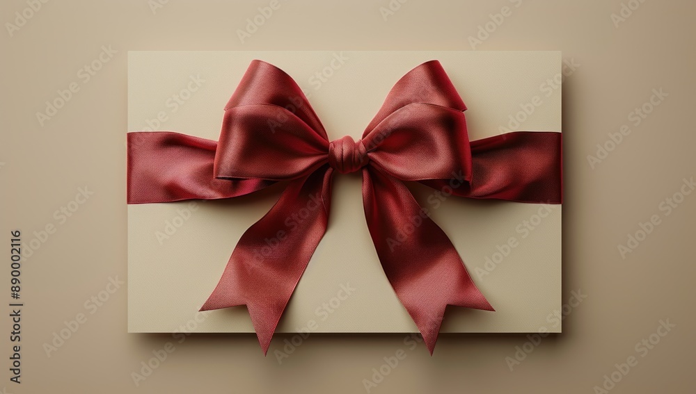 Elegant Red Bow on a Beige Background Elegant Red Bow on a Beige Background