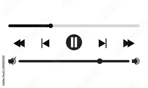 Icon media music player in vector. music player in vector. navigation on smartphone device.  isolated on white background. Vector illustration. EPS 10