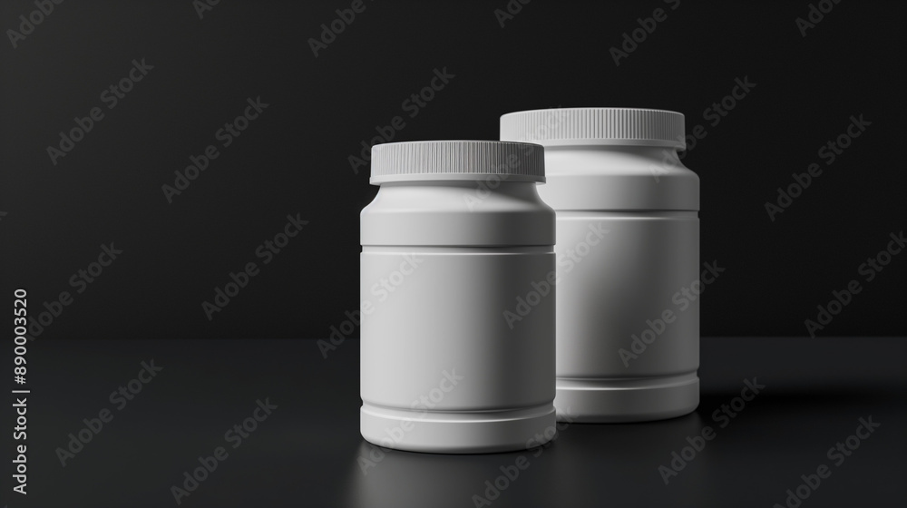 two plain Supplement containers Mockup Images black background two plain Supplement containers Mockup Images black background