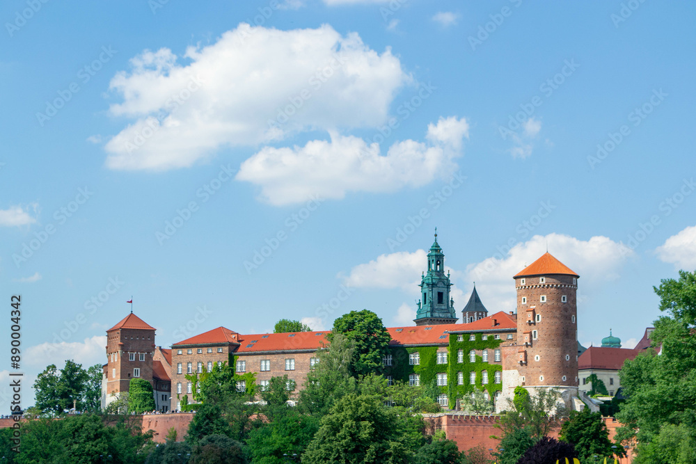 Ancient facade of the building Wawel Castle City of Krakow Poland