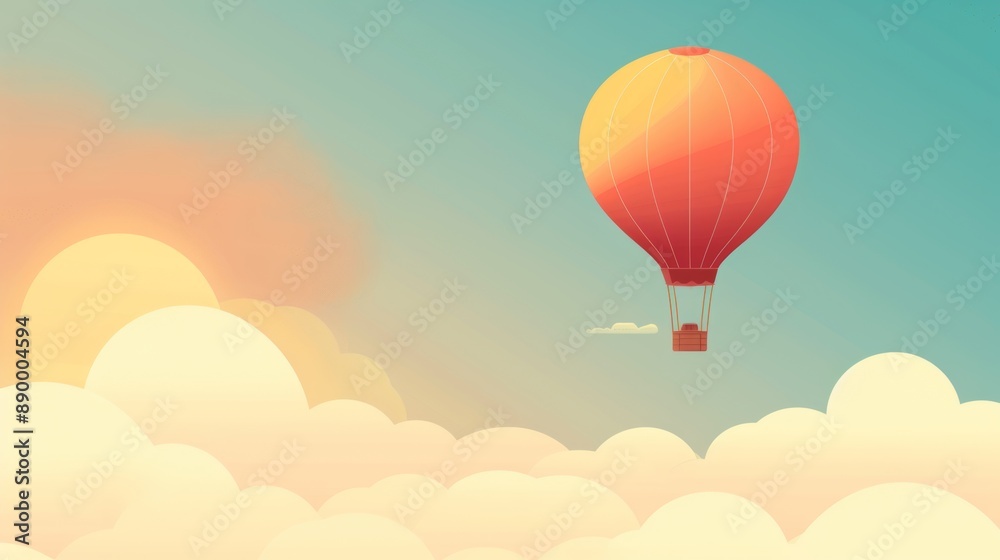 Obraz premium A clear blue sky with a single hot air balloon floating peacefully.