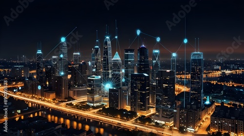 Smart connection network system smart city network concept 5G wireless connection.generative.ai
