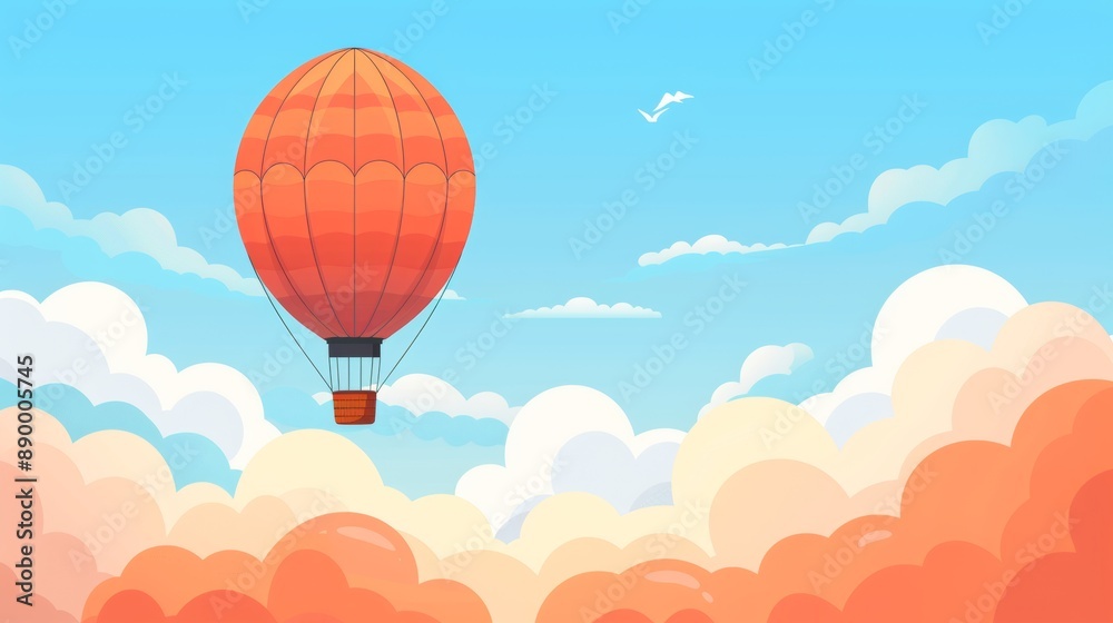 Fototapeta premium A hot air balloon floating in the empty sky is a symbol of freedom and adventure.