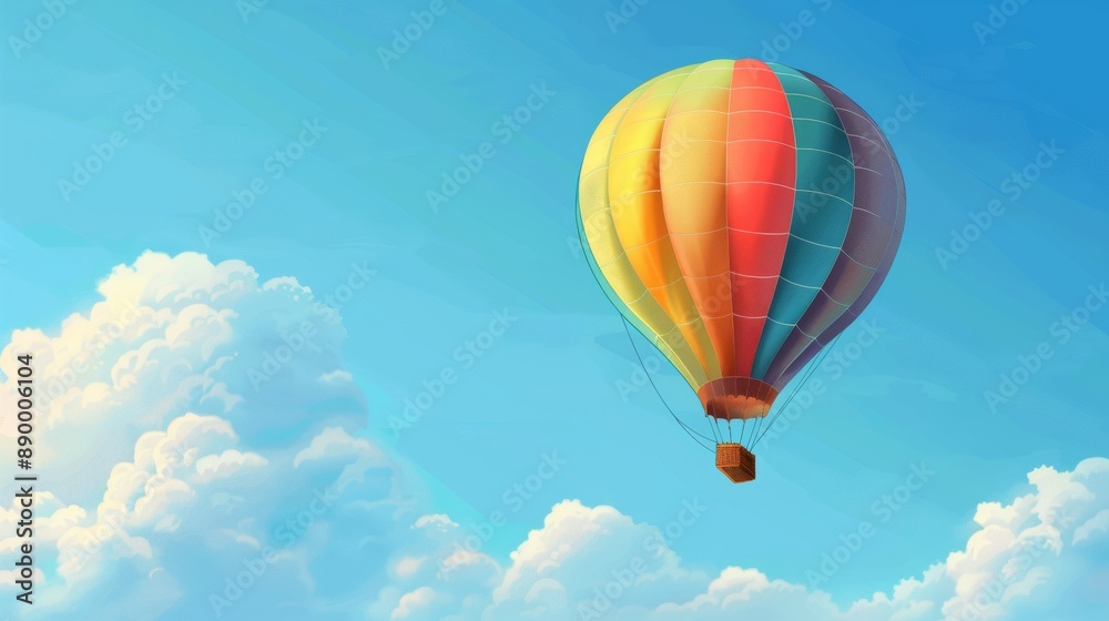 Fototapeta premium A hot air balloon floating in the empty sky is a symbol of freedom and adventure.