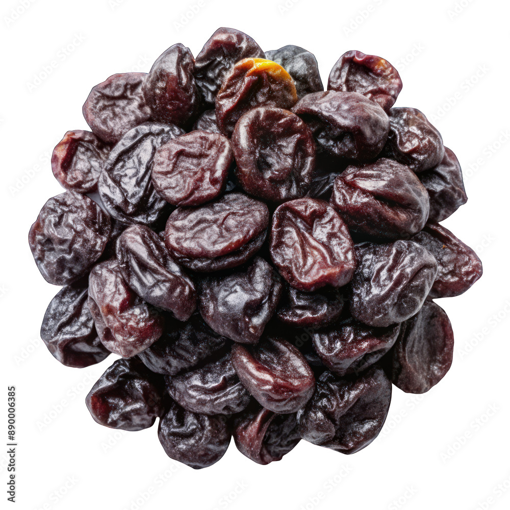 Dried prunes pile top view isolated on transparent background Dried prunes pile top view isolated on transparent background