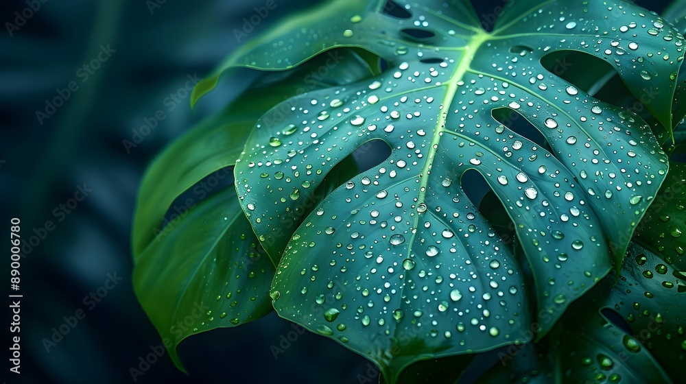 Obraz premium A close up of a surface of green leaves texture. The leaves are arranged in a way that creates a sense of depth and movement. Scene is serene and peaceful, as if the viewer is standing in a lush.
