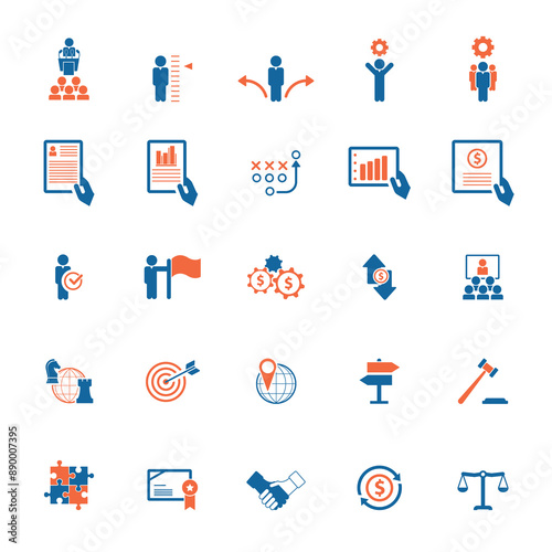 Universal business management and human resources icon set. Universal icons for web and mobile. Vector.	