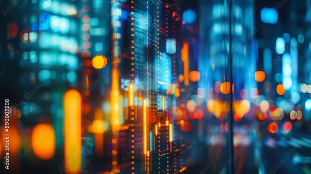 Obraz premium financial trends with an Impressionistic touch, using innovative lighting techniques