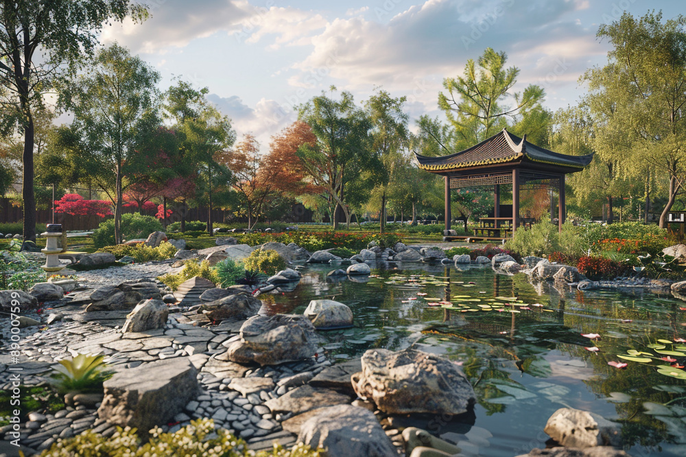 Obraz premium japanese garden in fall