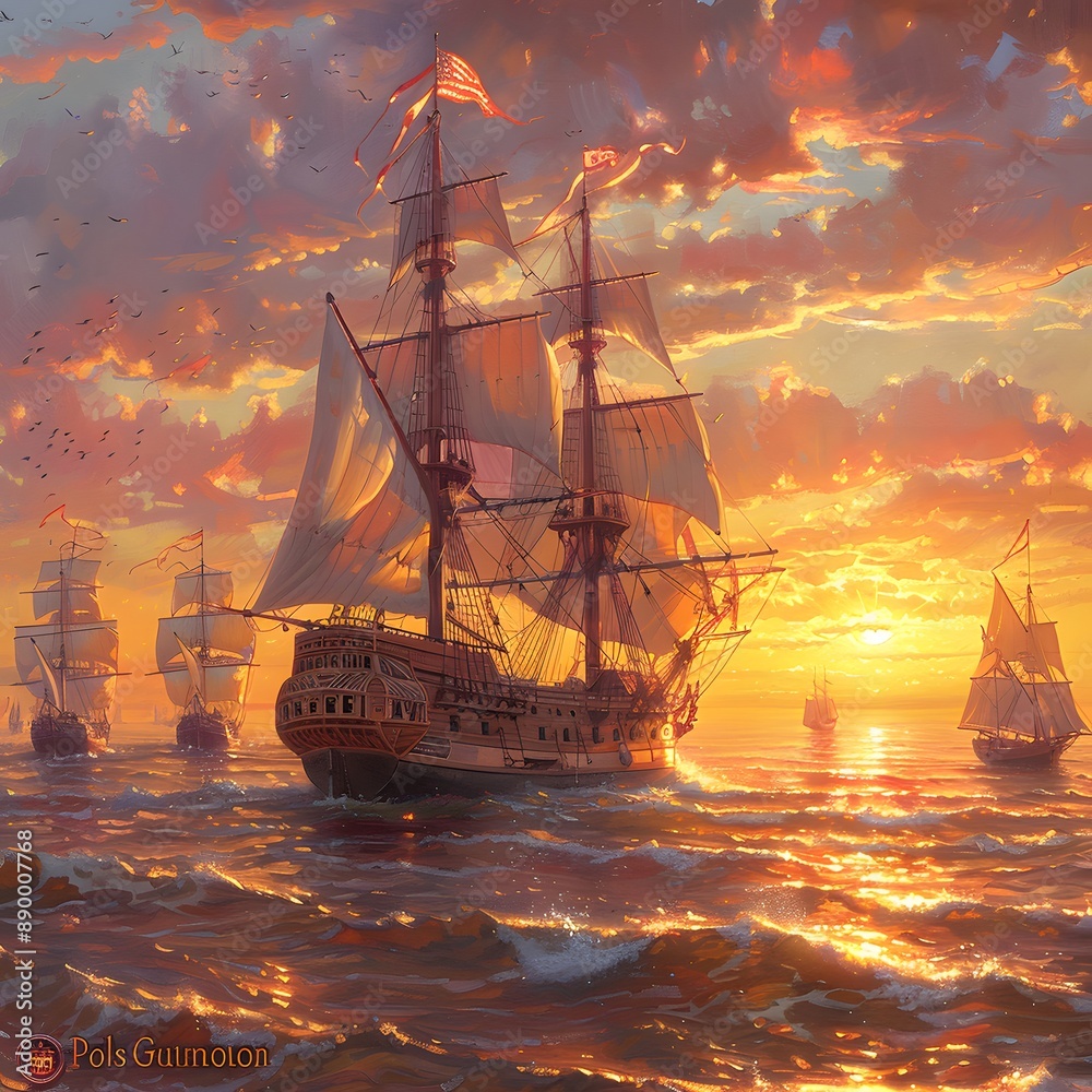 Obraz premium Ships are floating in the sea