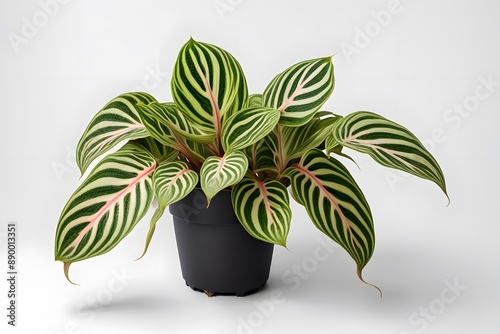 Maranta leuconeura var plant in pot white background, AI generated photo