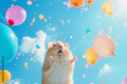 balloon and hamster generated by AI photo