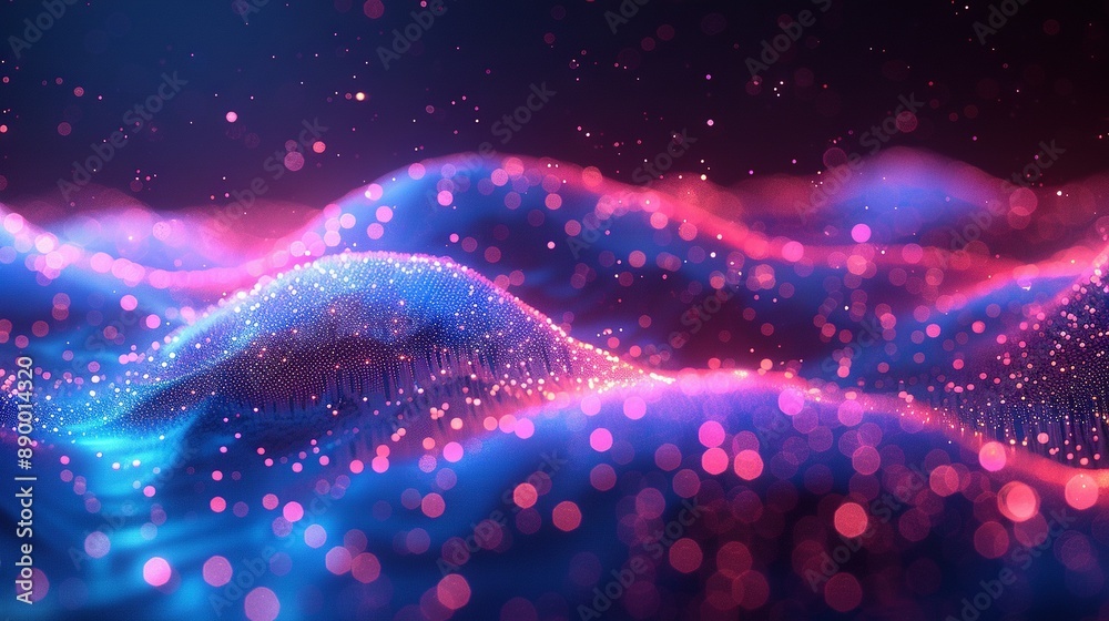 Blue-pink waves on black background with blur effect Blue-pink waves on black background with blur effect