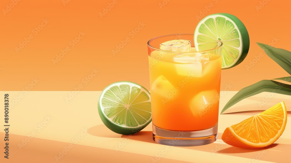 Vibrant margarita recipe illustration with fresh limes, tequila, and orange liqueur.