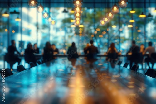 Wallpaper Mural Blurred business people meeting in modern office building conference room, Generative AI Torontodigital.ca