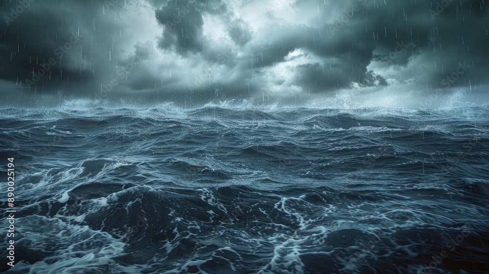 Seascape dramatic stormy clouds Strom in the horizon Rainy winter day in the ocean Seascape dramatic stormy clouds Strom in the horizon Rainy winter day in the ocean