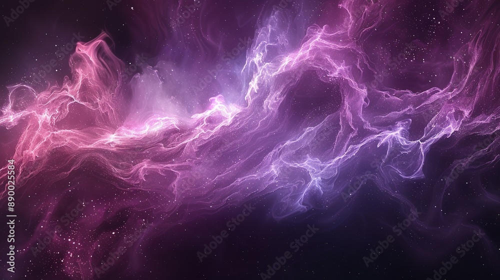 A photo of a purple-blue cosmos with swirling clouds, set against a dark backdrop and featuring bright, centralized white stars A photo of a purple-blue cosmos with swirling clouds, set against a dark backdrop and featuring bright, centralized white stars
