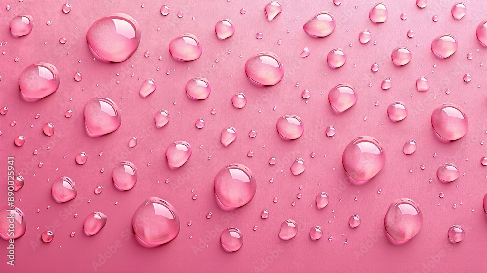 A pink background with lots of droplets of water on it A pink background with lots of droplets of water on it